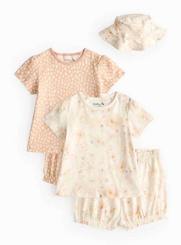 Cream Floral Print 5-Piece Set Up to 3 mths